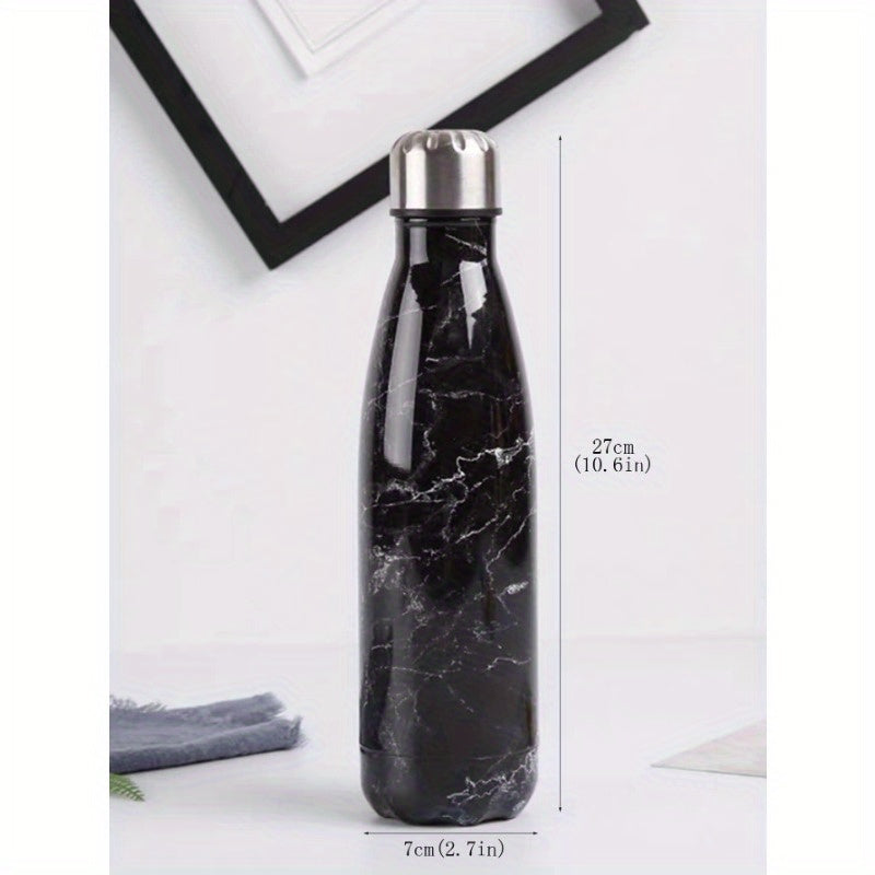 1Pc Unique Marble Design Thermos with Double Walled Insulation, BPA-Free Water Bottle