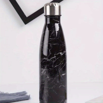 1Pc Unique Marble Design Thermos with Double Walled Insulation, BPA-Free Water Bottle